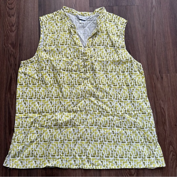 Christopher & Banks Womens Linen Blend Sleeveless Button Front Top Large Green - Picture 1 of 9